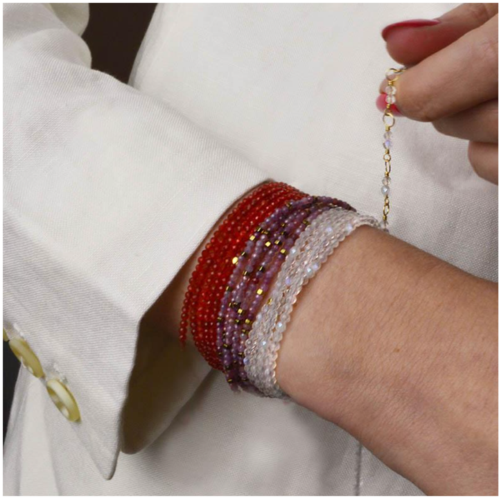 ANNE SPORTUN 18K Yellow Gold Hex Red Carnelian Confetti Wrap Bracelet Or Necklace