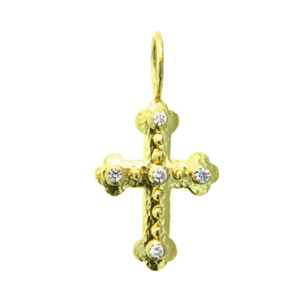 Byzantine Cross Pendant In 19K Yellow Gold With Jump Ring