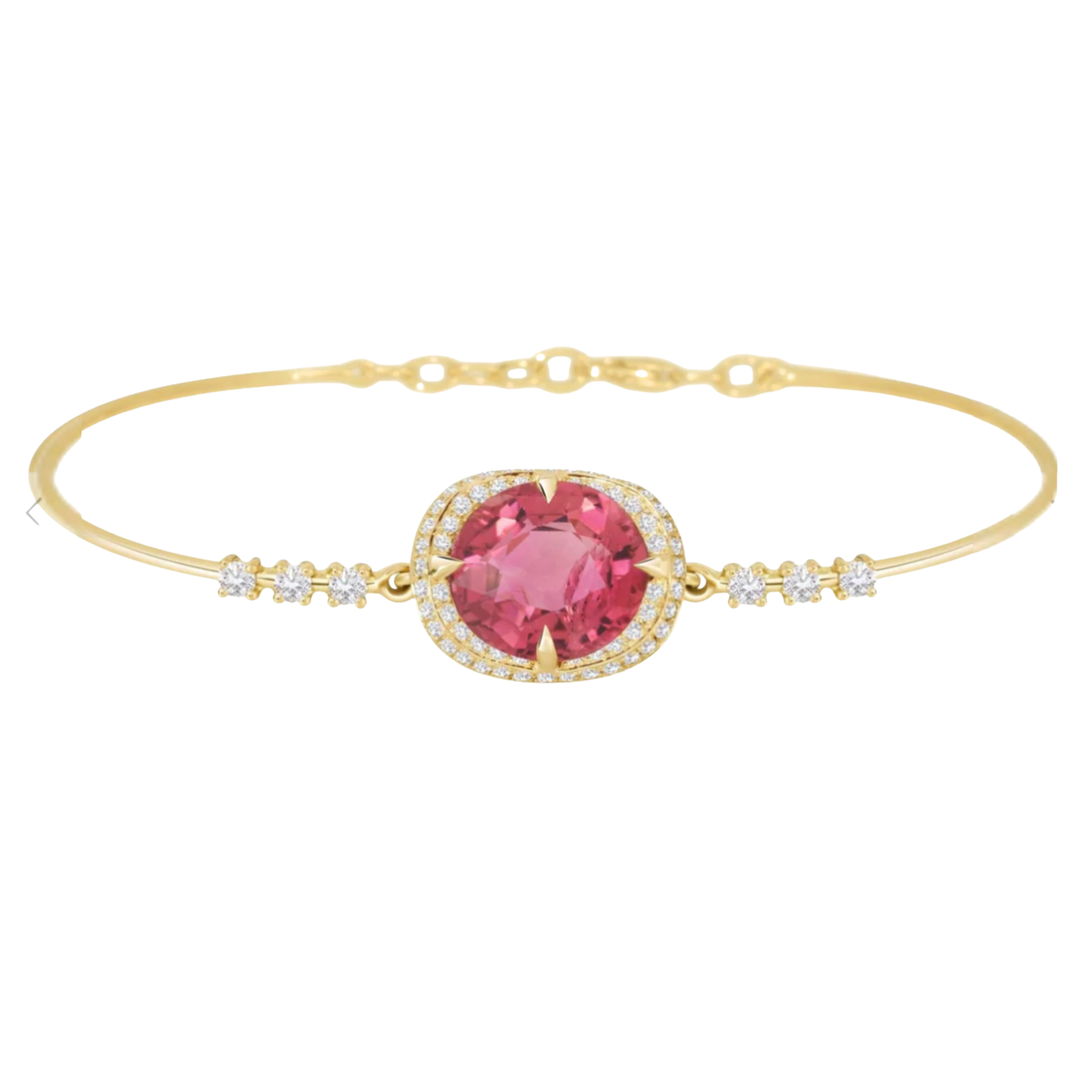 YI COLLECTION Aurora Bangle With Tourmaline And Diamonds Yellow Gold Bracelet Default Title