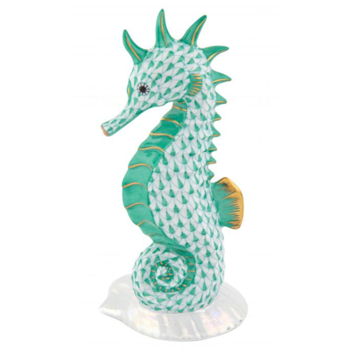 Seahorse On Scallop Shell Green