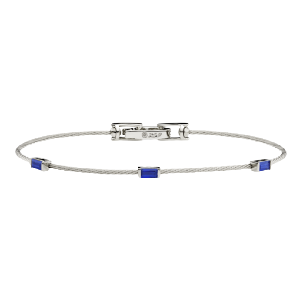 PAUL MORELLI 18K WHITE GOLD UNITY WIRE BRACELET WITH BAGUETTES