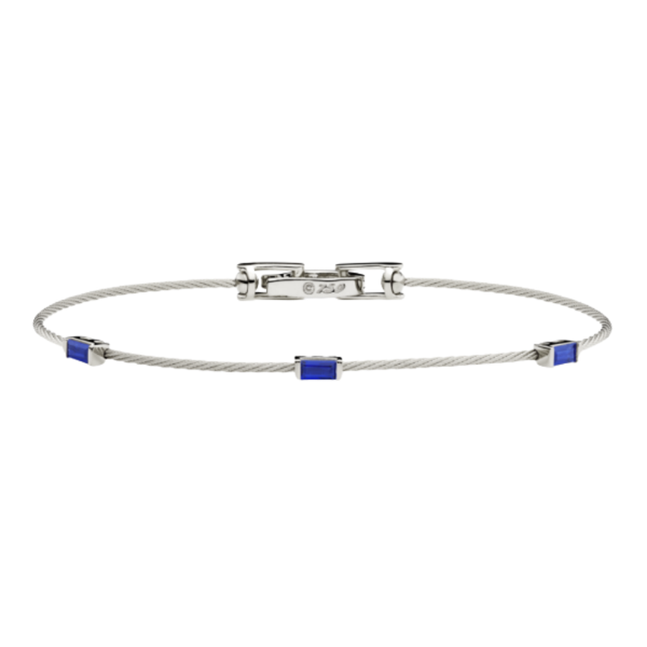 PAUL MORELLI 18K WHITE GOLD UNITY WIRE BRACELET WITH BAGUETTES