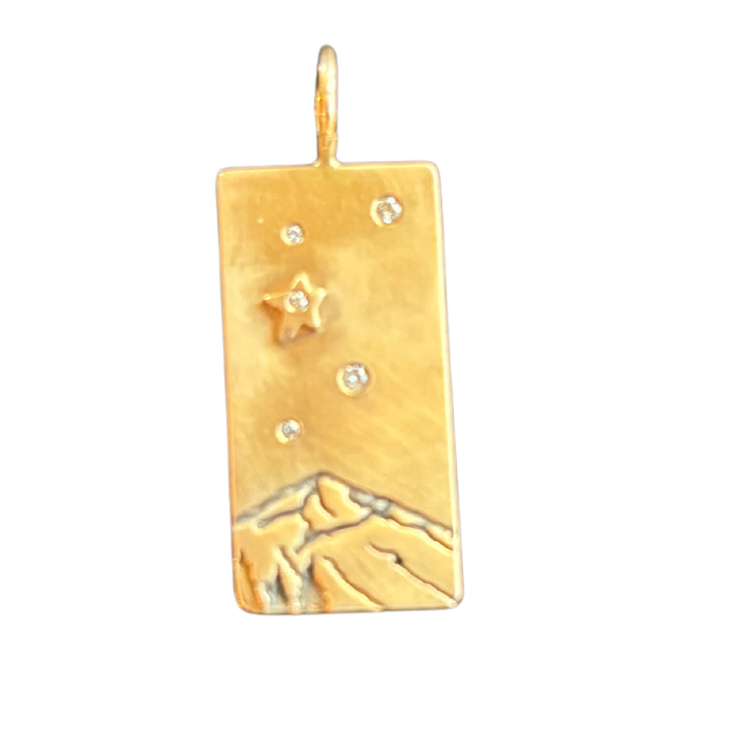 HEATHER B. MOORE 14K Yellow Gold Lone Peak Mountain With Trees, Star And Diamonds Default Title