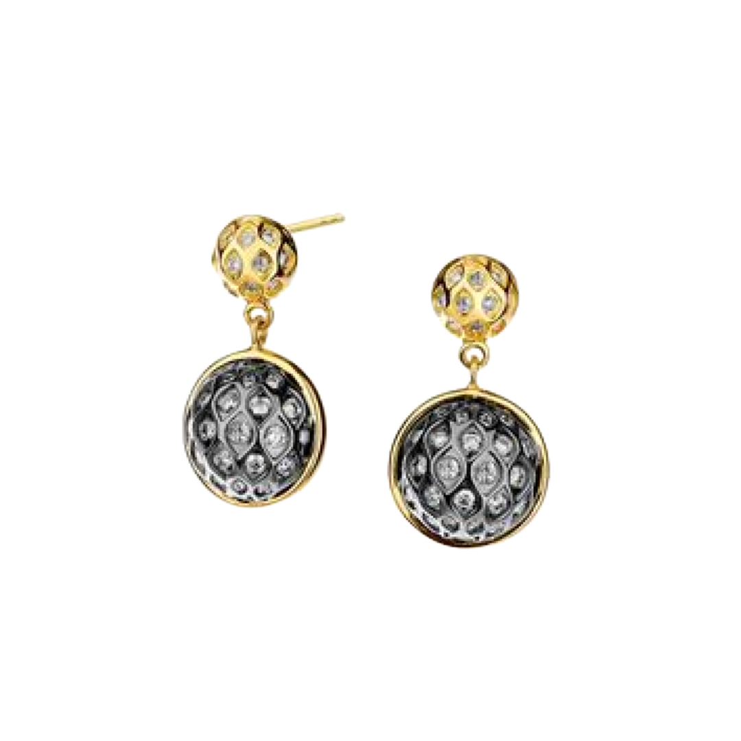 SYNA 18K Yellow Gold And Oxidized Sterling Dangle Earrings With Post Default Title