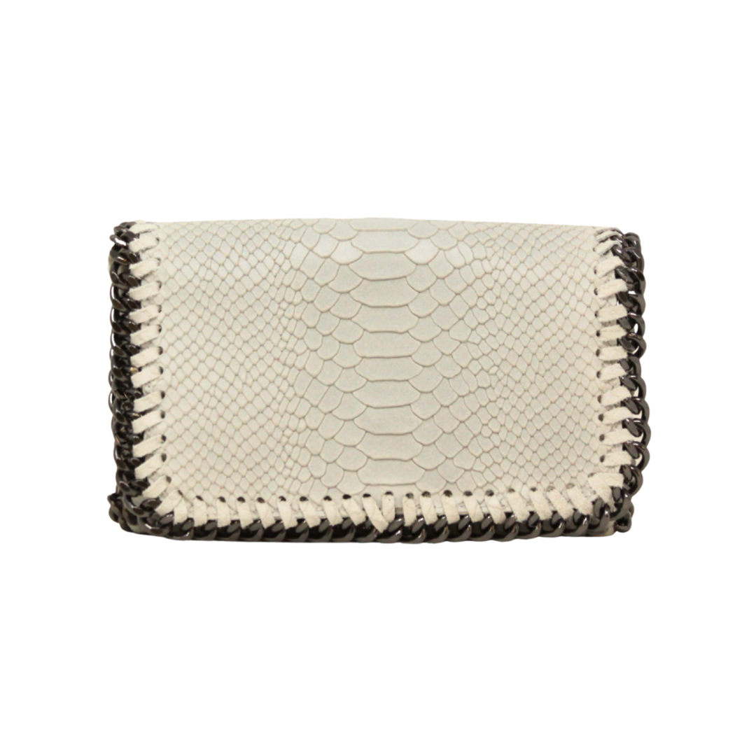 GERMAN FUENTES Leather Crossbody Clutch Purse IVORY