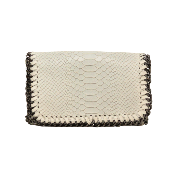 GERMAN FUENTES Leather Crossbody Clutch Purse IVORY