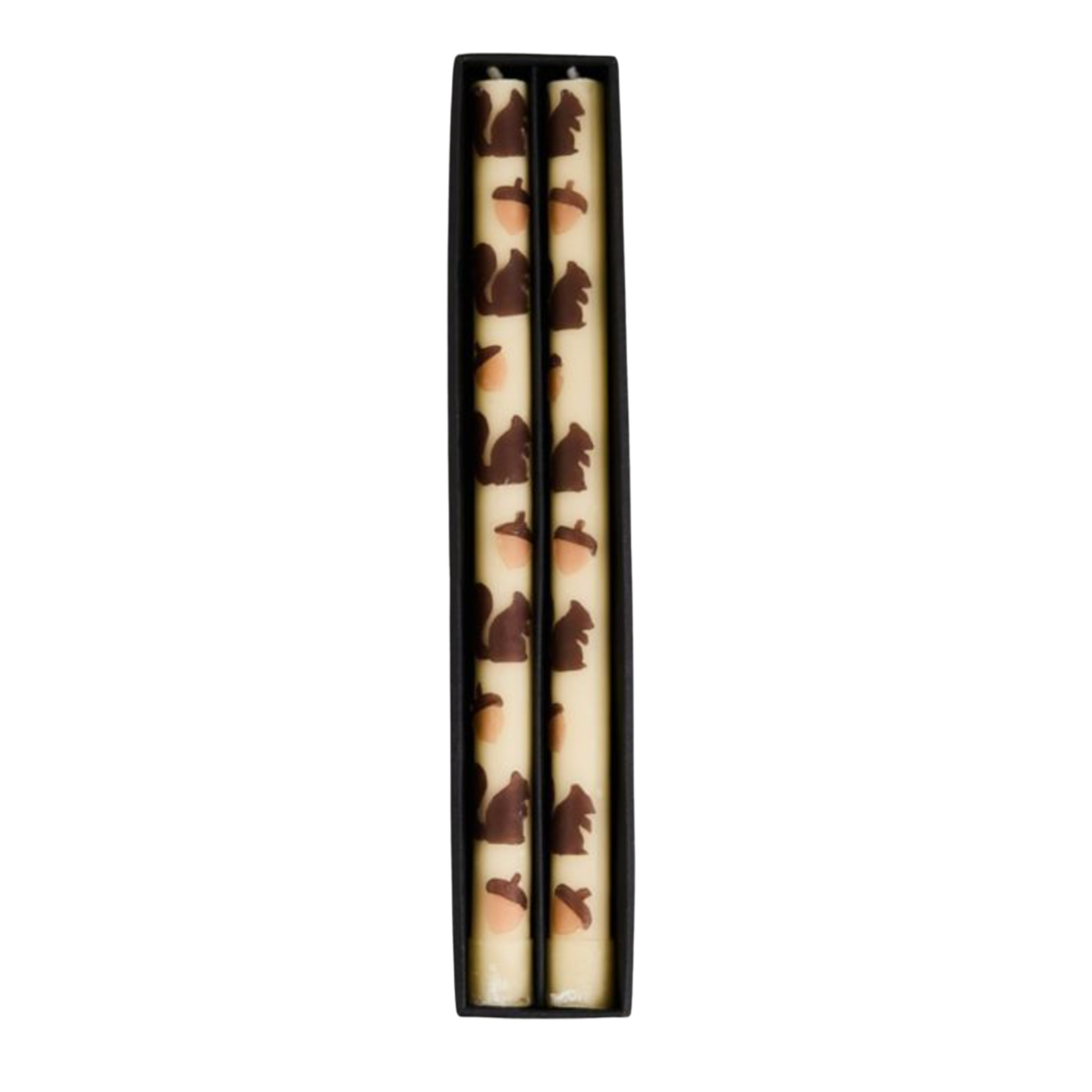 MACKENZIE CHILDS Squirrels And Acorns Candle Set Of 2