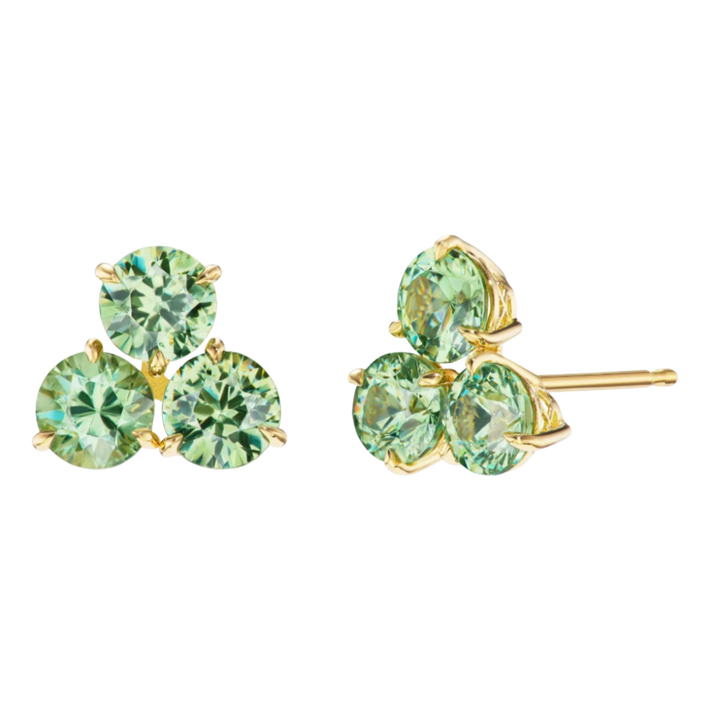 MELUZZA 18K Yellow Gold Pistachio Ice Cream Demantoid Stud Earrings