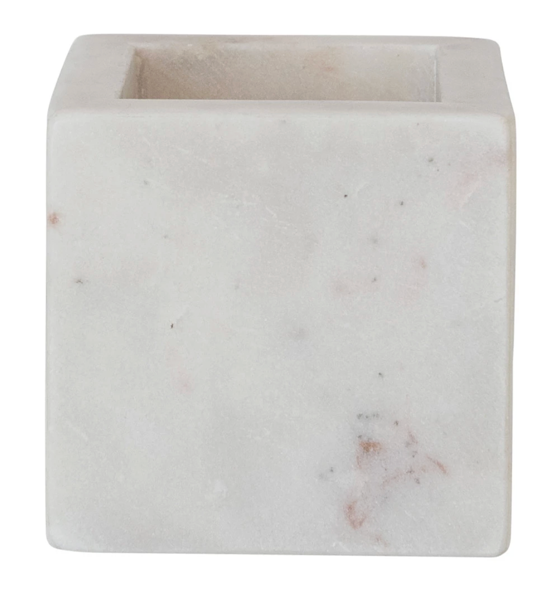 CREATIVE CO-OP White Marble Small Container Default Title