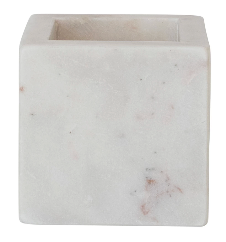 CREATIVE CO-OP White Marble Small Container Default Title