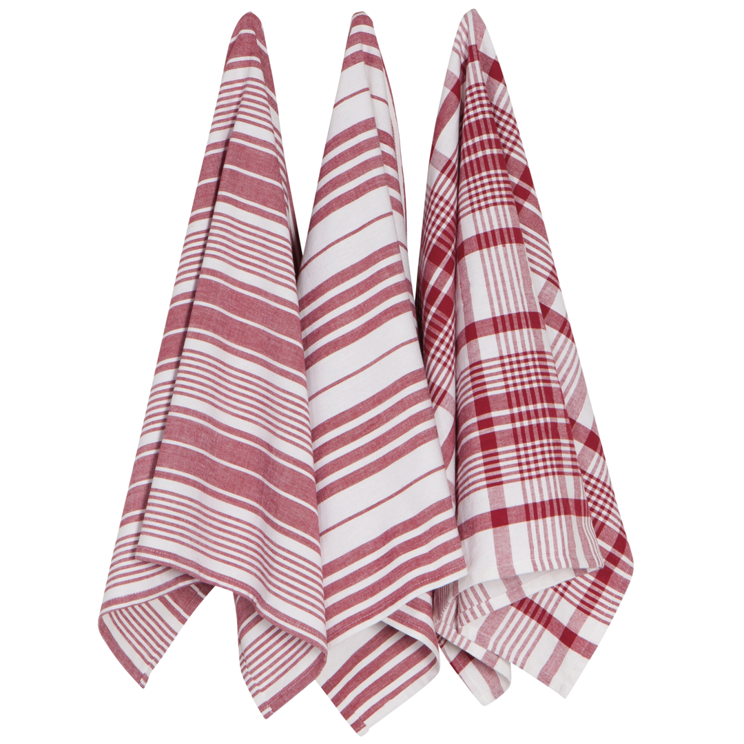 NOW DESIGNS Carmine Red Jumbo Dishtowels Set Of 3