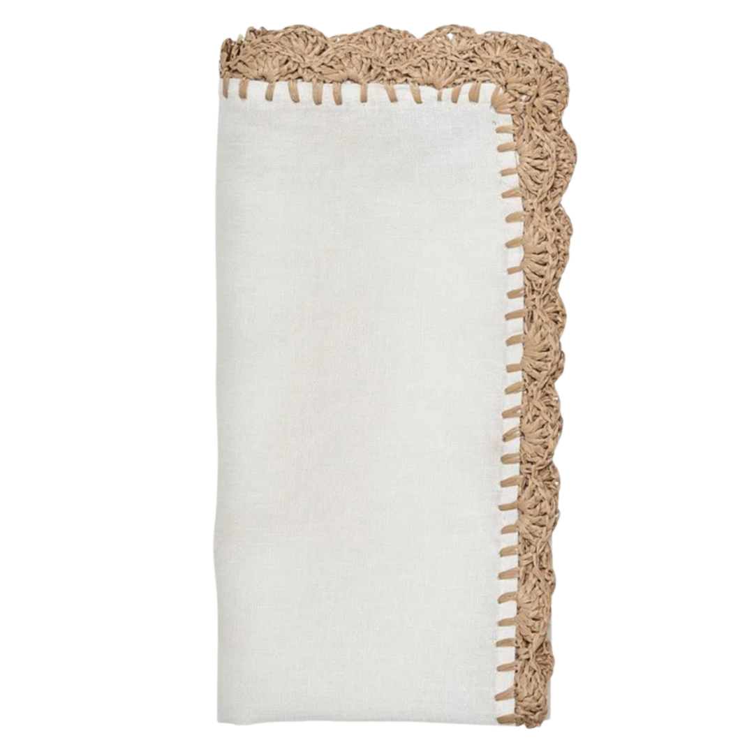 KIM SEYBERT Shell Edge Napkin In White And Natural