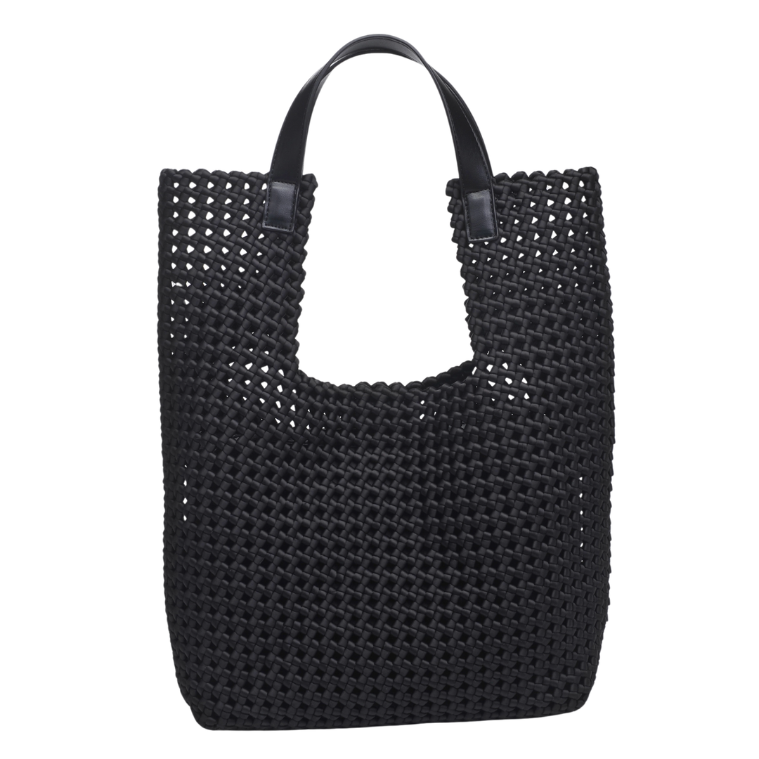 SOL AND SELENE Zenith Zen Hand Woven Knot Black Tote Default Title