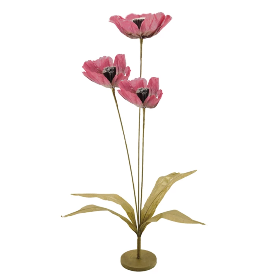 CREATIVE CO-OP CREATIVE CO-OP PINK PAPER FLOWERS WITH STAND Default Title