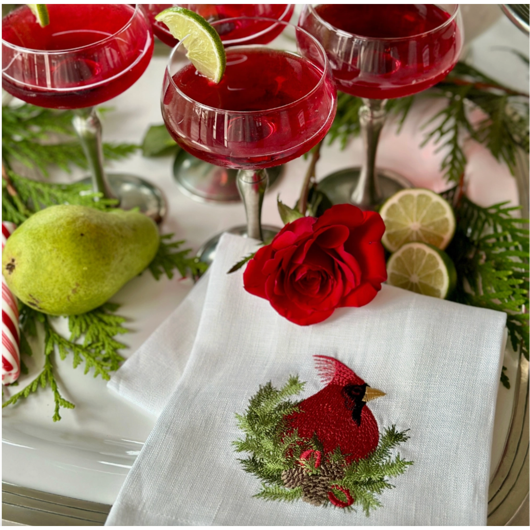 ARTE ITALICA Christmas Cardinal Linen Towel