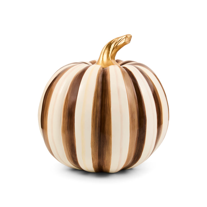 MACKENZIE CHILDS Chocolate Stripe Medium Pumpkin
