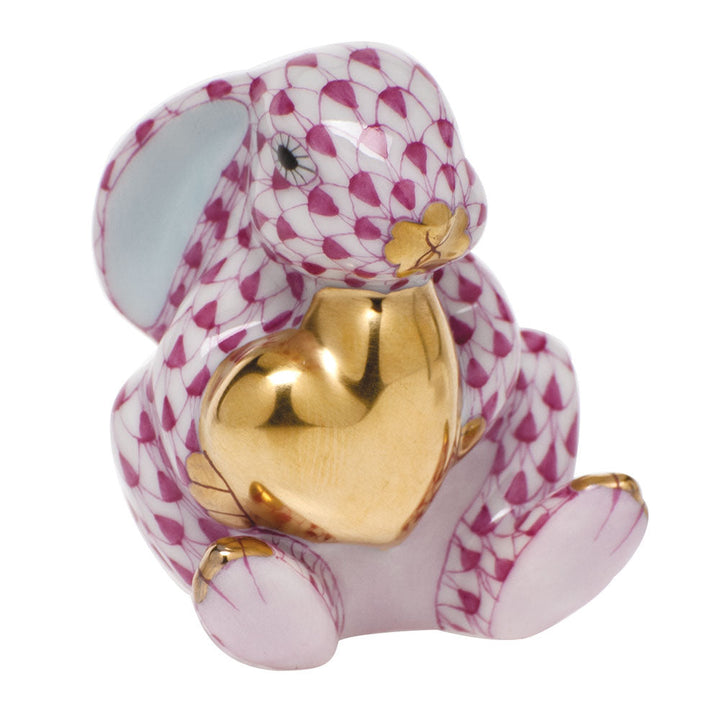 HEREND Bunny With Heart RASPBERRY