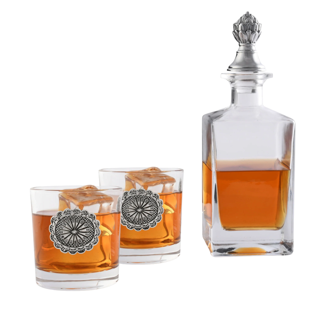 ARTHUR COURT Western Concho Decanter Set With Glasses Default Title