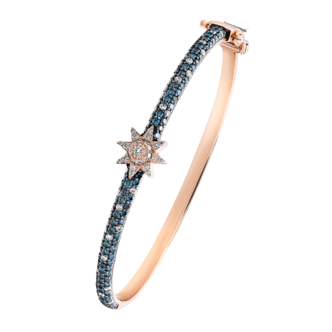BEE GODDESS Venus Star Rose Gold Bracelet With White And Blue Diamonds