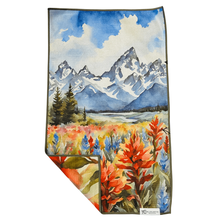 TOWEL COLLECTIVE Grand Teton Paintbrush Waffle Weave Microfiber Kitchen Towel