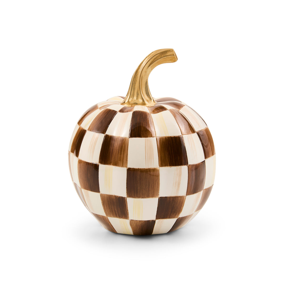 MACKENZIE CHILDS Chocolate Check Mini Pumpkin