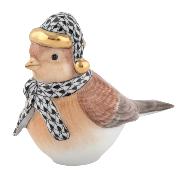 HEREND Winter Bird In Green BLACK