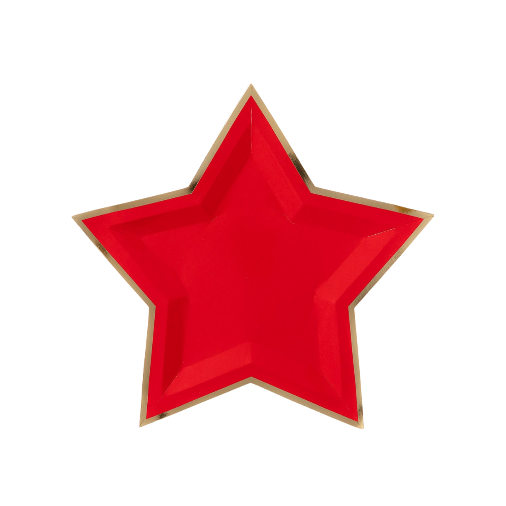 MY MIND'S EYE Red Star Gold Foiled Paper Plates Default Title