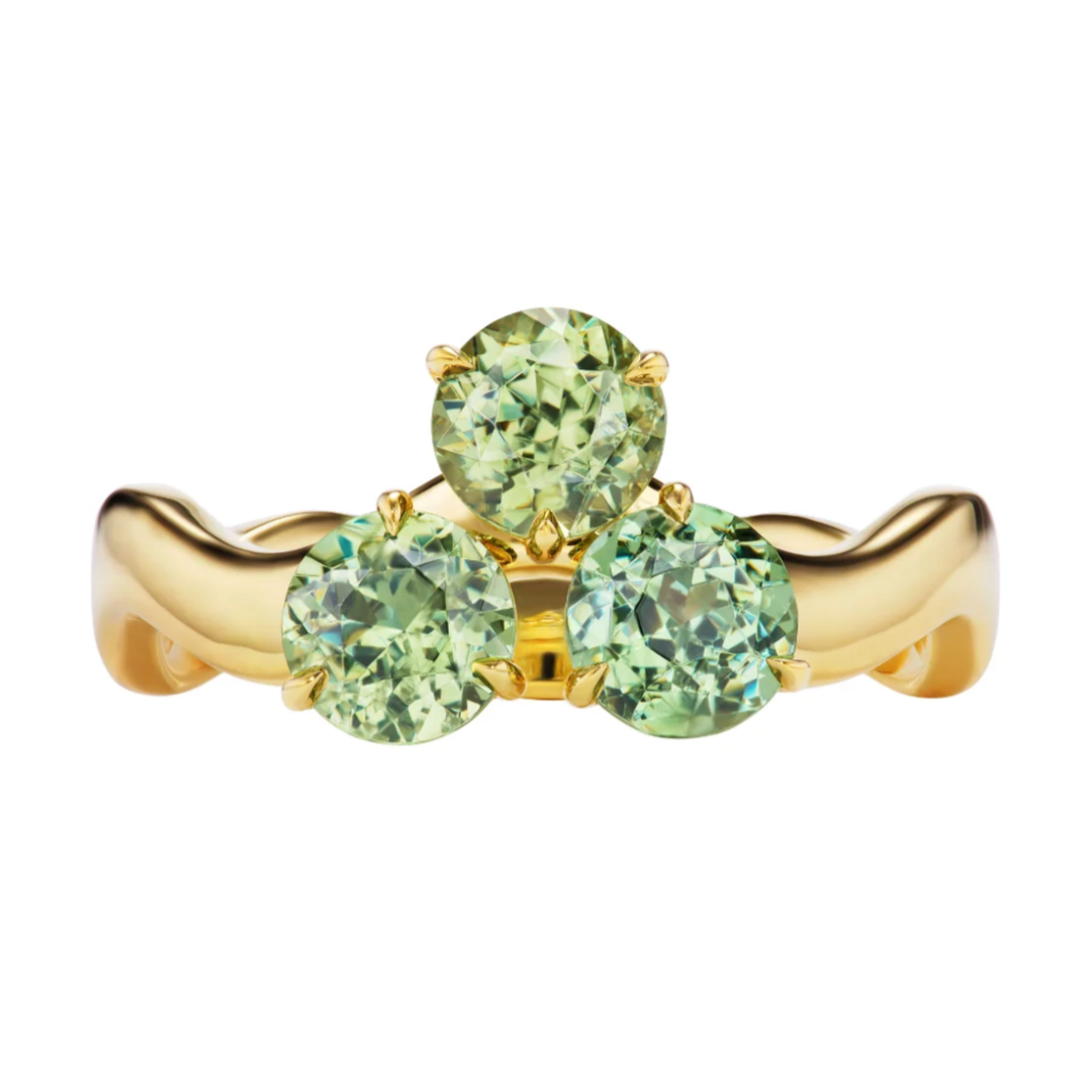 MELUZZA 18K Yellow Gold Pistachio Ice Cream Demantoid Garnet Ring Default Title