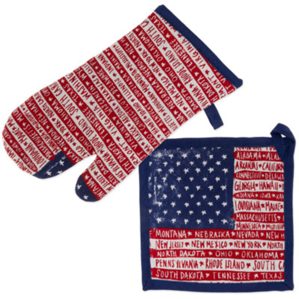 BOSTON INTERNATIONAL One Flag Oven Mitt and One Flag Pot Holder Set Default Title