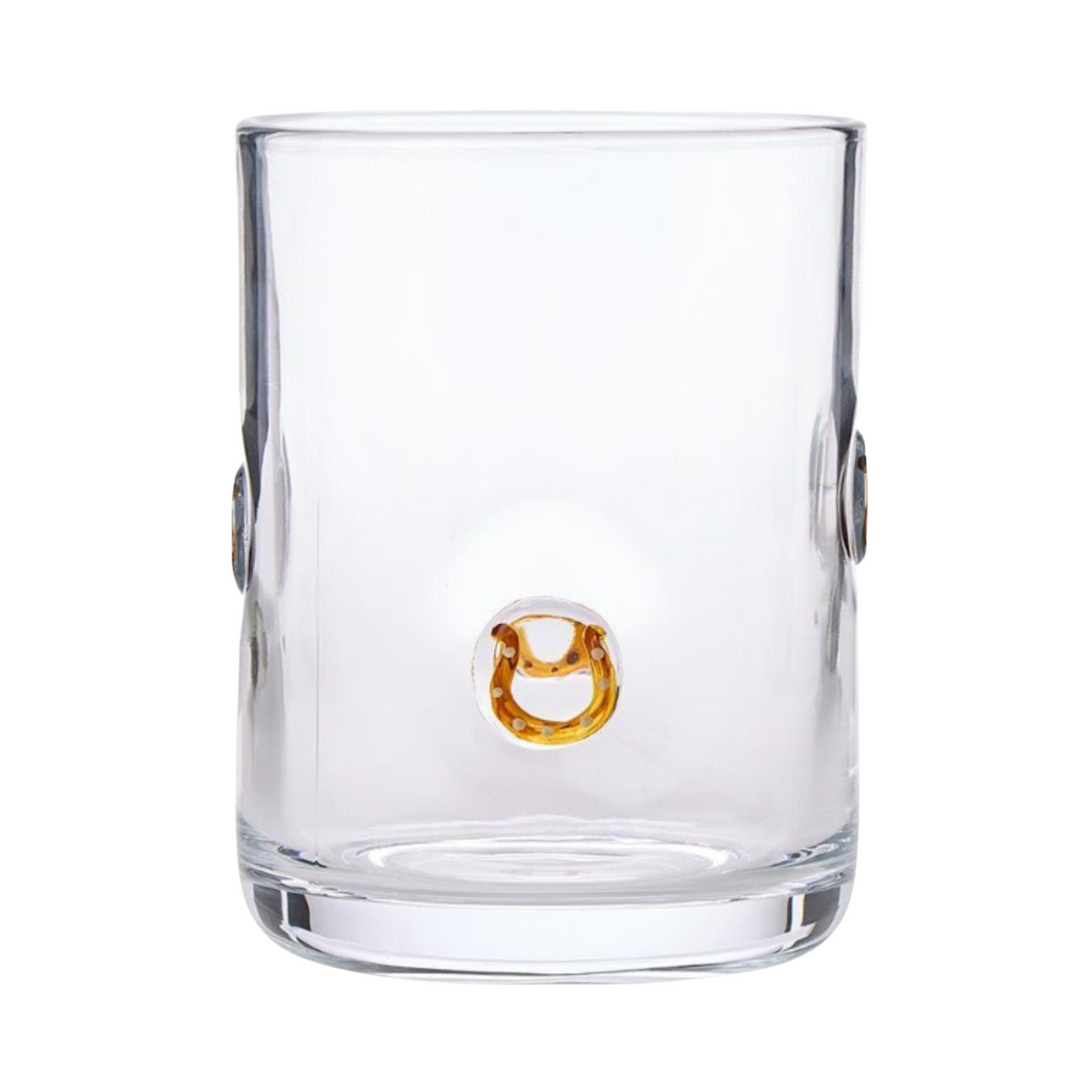 TWO'S COMPANY Horseshoe Double Old Fashion Glass