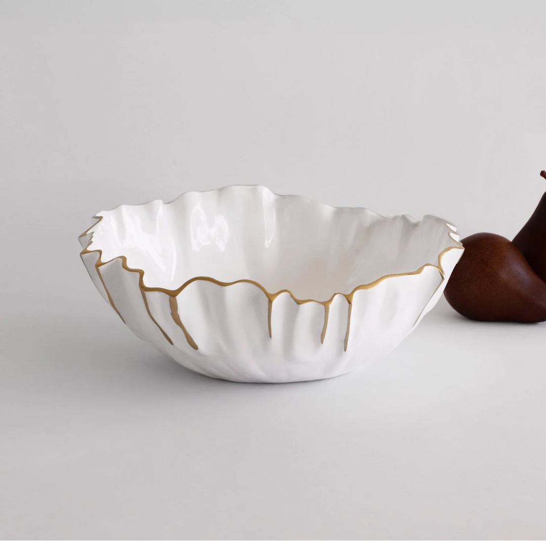 BEATRIZ BALL Thanni Mystic White And Gold Round Medium Bowl