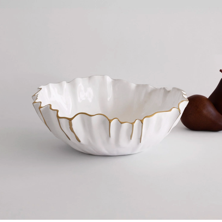 BEATRIZ BALL Thanni Mystic White And Gold Round Medium Bowl