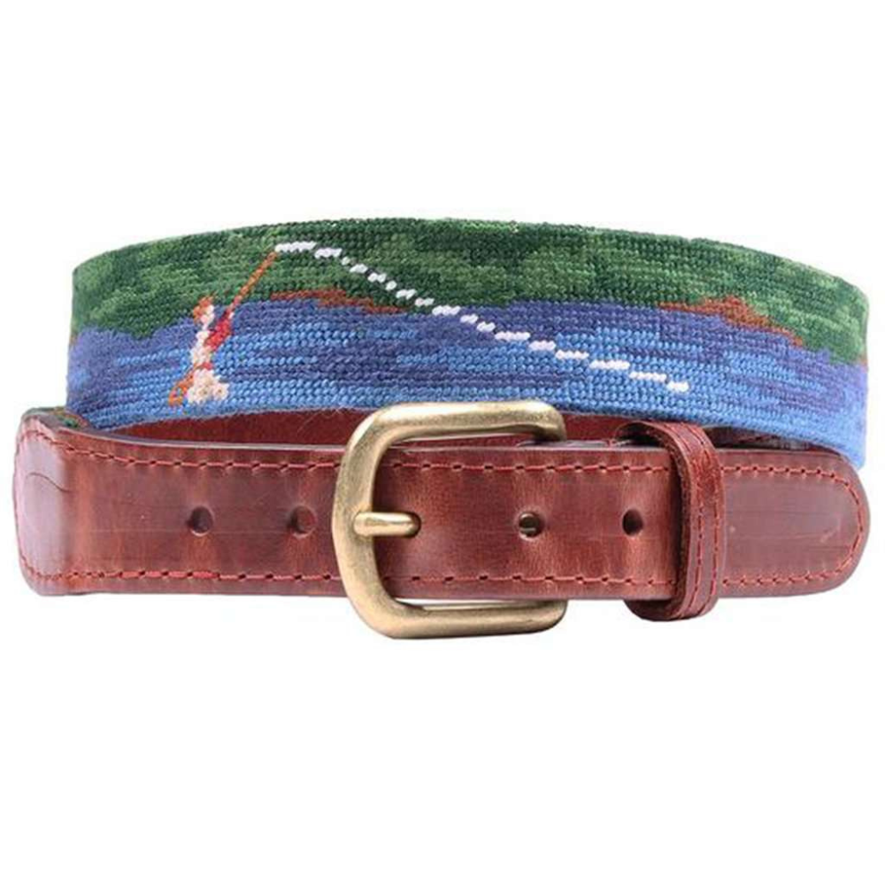 SMATHERS & BRANSON FLY FISHING NEEDLEPOINT BELT SZ 32