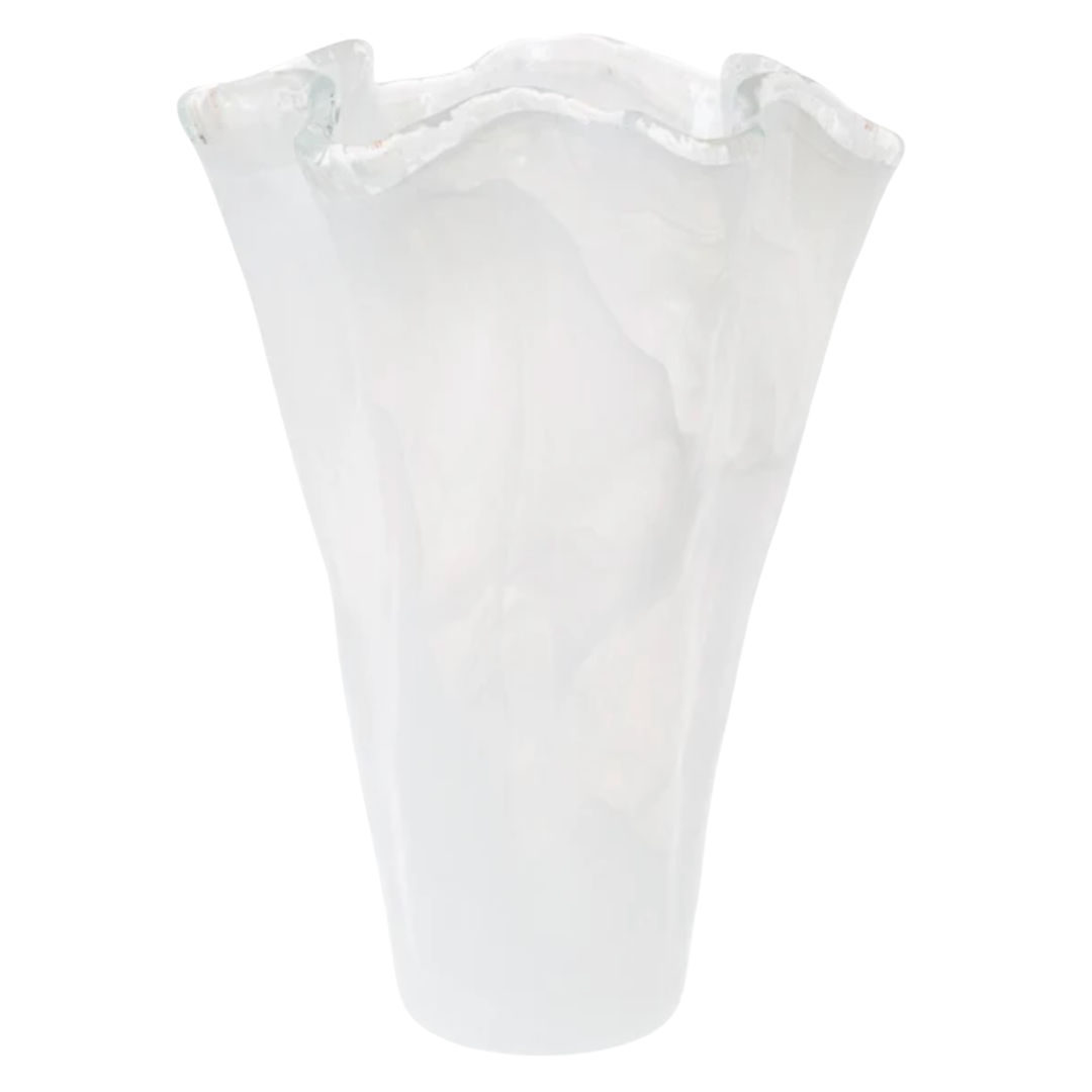 VIETRI Onda Glass White Large Vase Default Title
