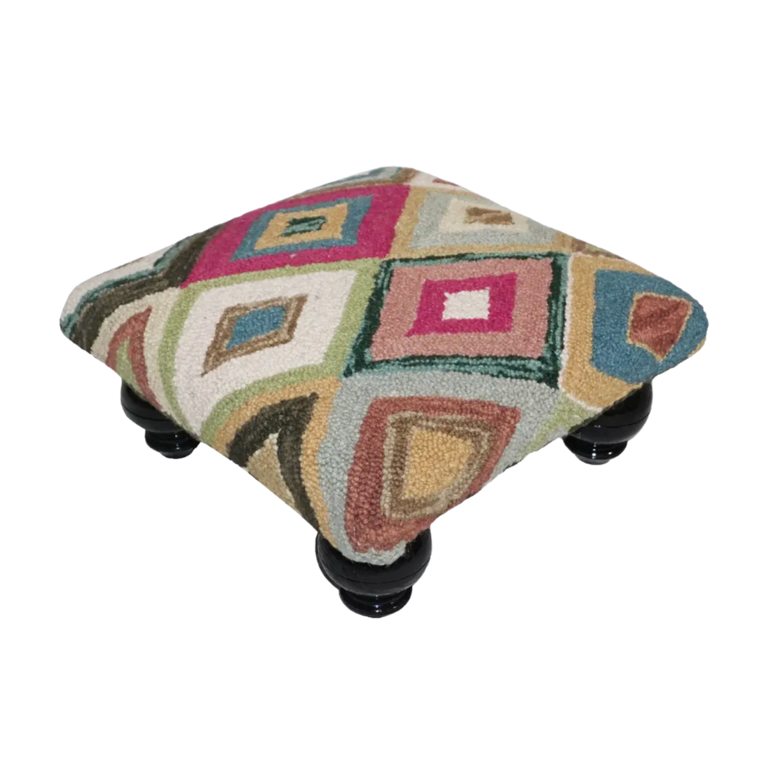 MICHAELIAN HOME Bert Hand Hooked Foot Stool Default Title