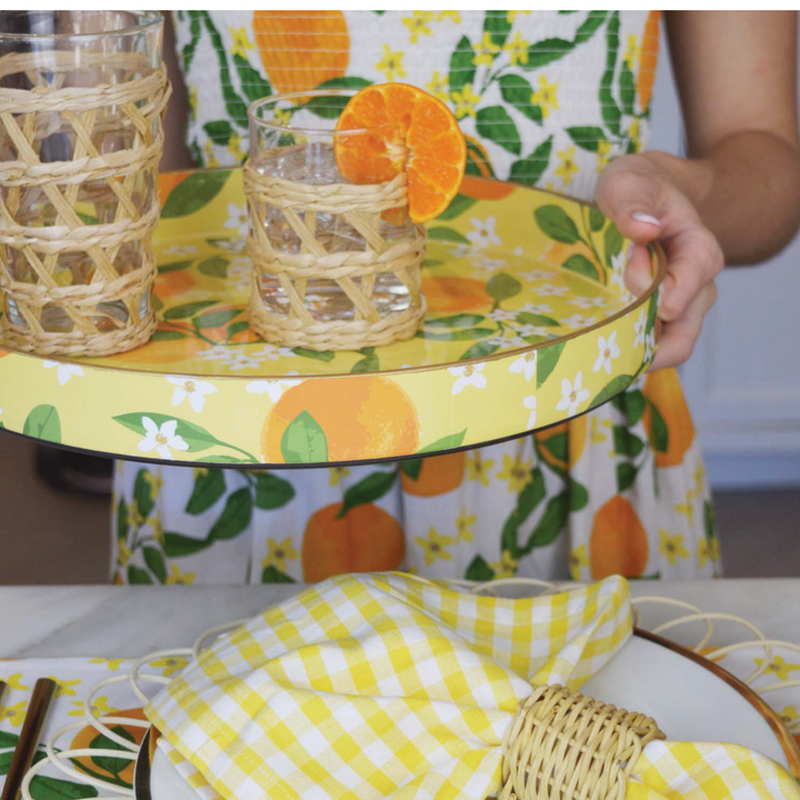 8 OAK LANE Orange Grove Round Tray