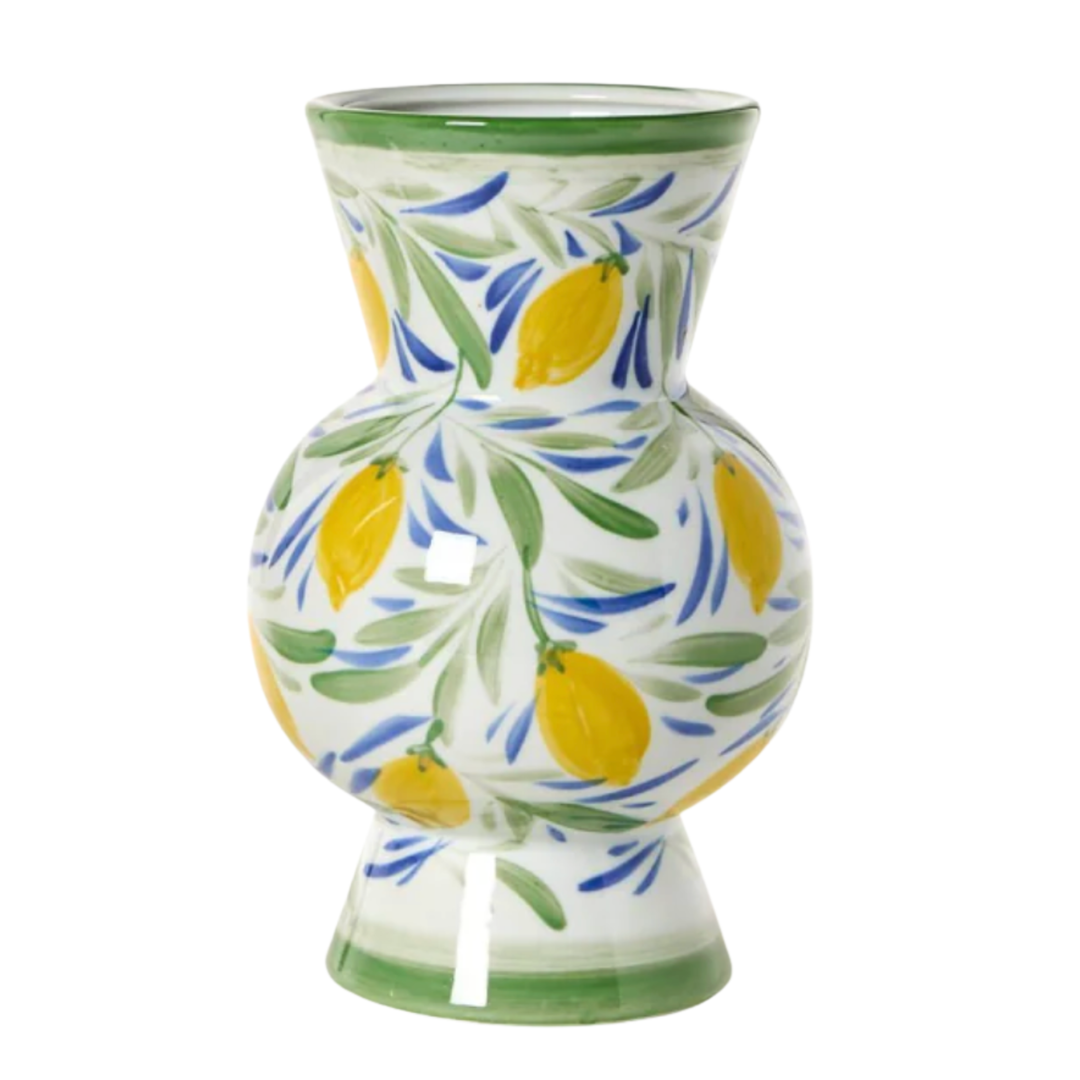 TWO'S COMPANY Hand Painted Small Lemon Vase Default Title