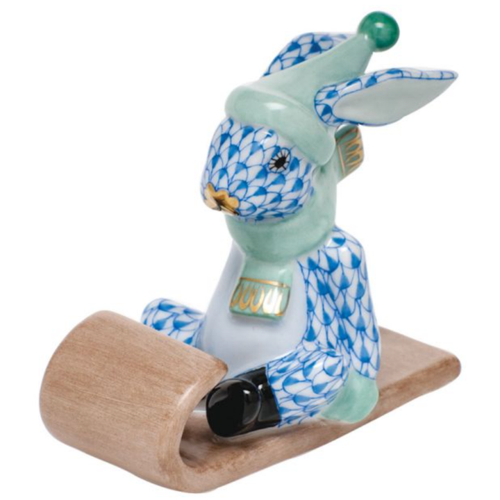 HEREND Sledding Bunny BLUE