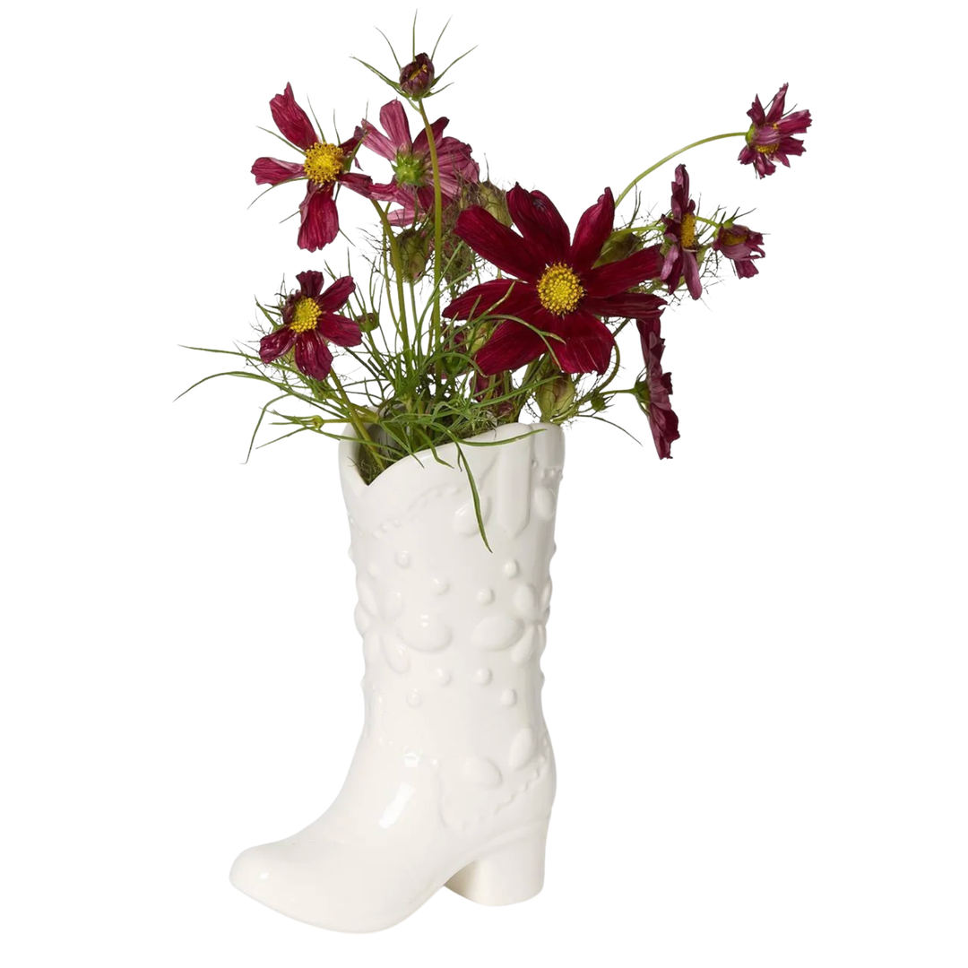 TWO'S COMPANY Western Cowboy Boot Vase Default Title
