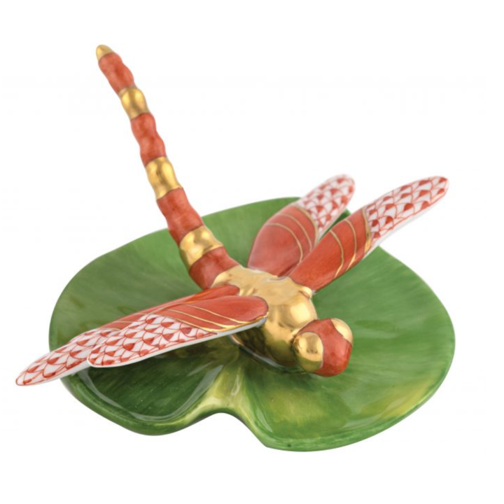 HEREND Dragonfly On Lily Pad BLUE,BLACK,RUST,BUTTERSCOTCH,SAPPHIRE,CHOCOLATE,GREEN,KEYLIME