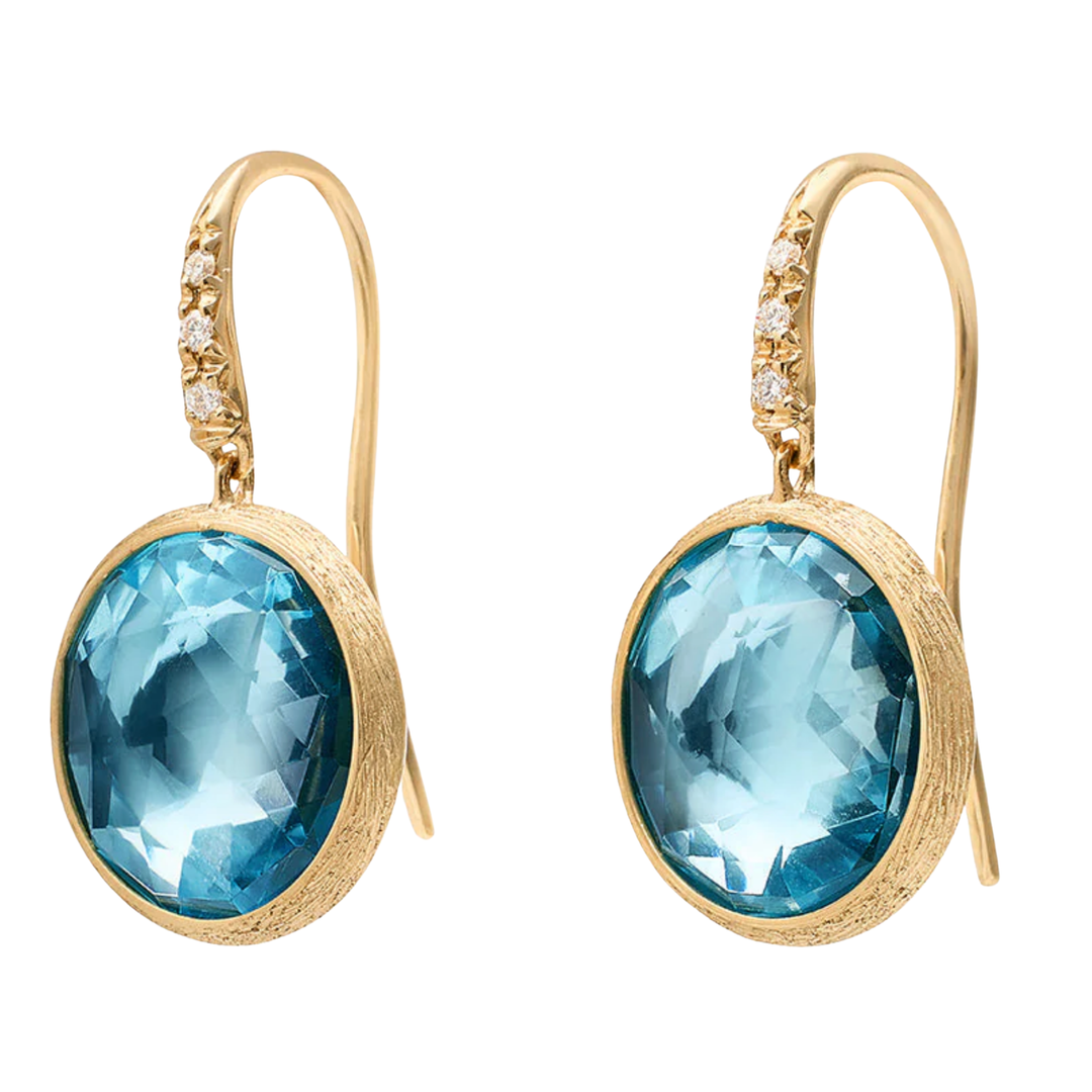 MARCO BICEGO Jaipur 18K Yellow Gold Blue Topaz Drop Earrings With Diamonds Default Title