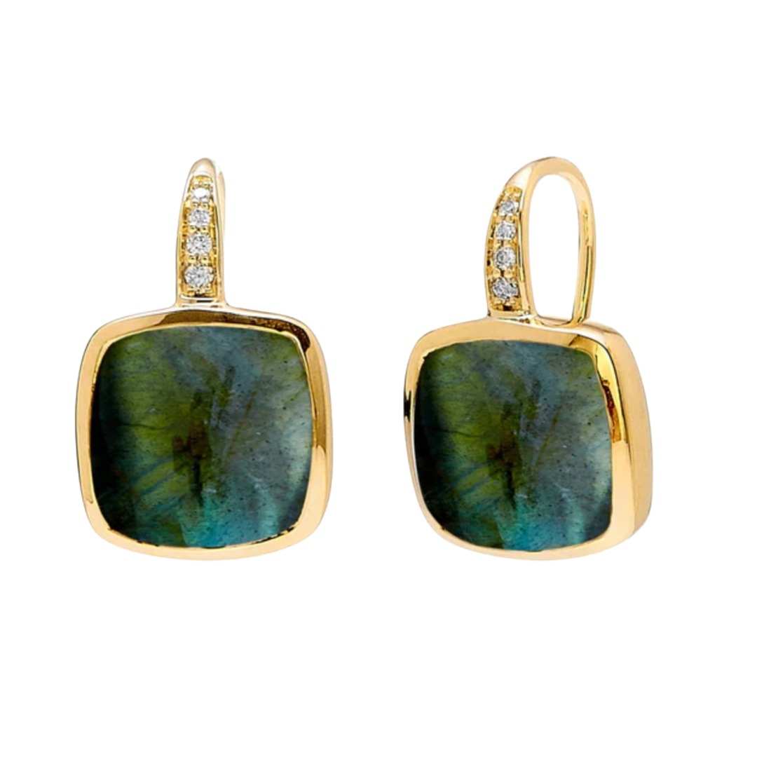 SYNA 18K Yellow Gold Labradorite Candy Sugarload Earrings With Diamonds Default Title