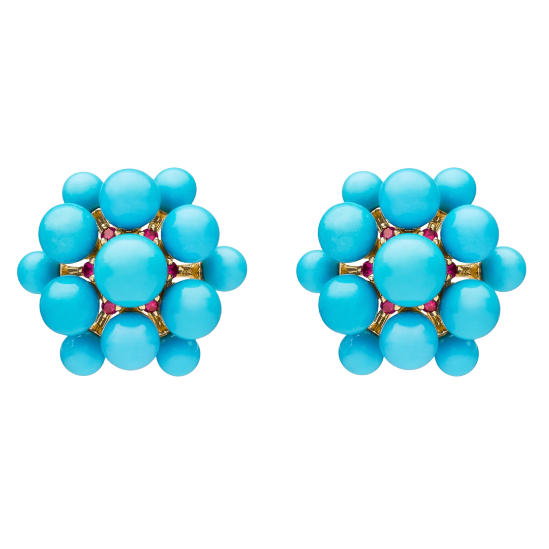 PAUL MORELLI Sleeping Beauty Turquoise and Ruby Orbit Stud Earrings Default Title