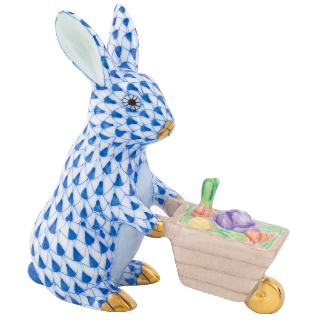 HEREND Wheelbarrow Bunny SAPPHIRE