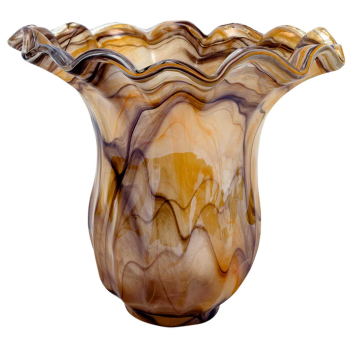 VIETRI Onda Glass Tortoiseshell Large Tulip Vase Default Title