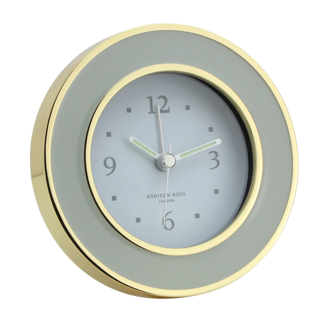 ADDISON ROSS Chiffon Grey And Gold Silent Alarm Clock Default Title