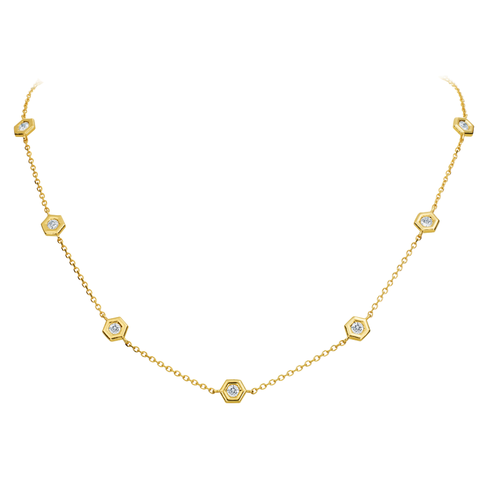 GUMUCHIAN 18K YELLOW GOLD MINI B NECKLACE W/DIAMONDS