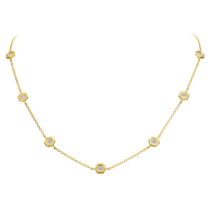GUMUCHIAN 18K YELLOW GOLD MINI B NECKLACE W/DIAMONDS