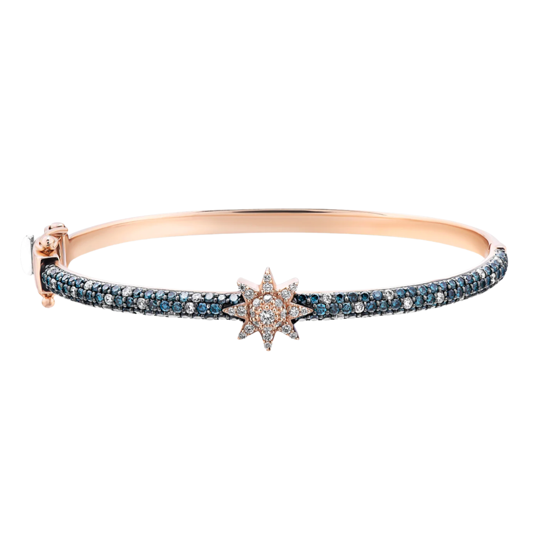 BEE GODDESS Venus Star Rose Gold Bracelet With White And Blue Diamonds