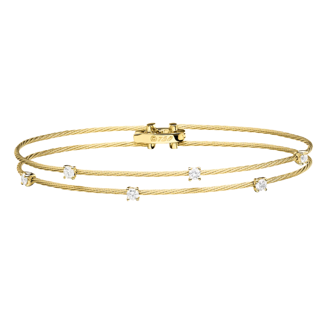 PAUL MORELLI Unity Double Yellow Gold Wire Bracelet With Diamonds